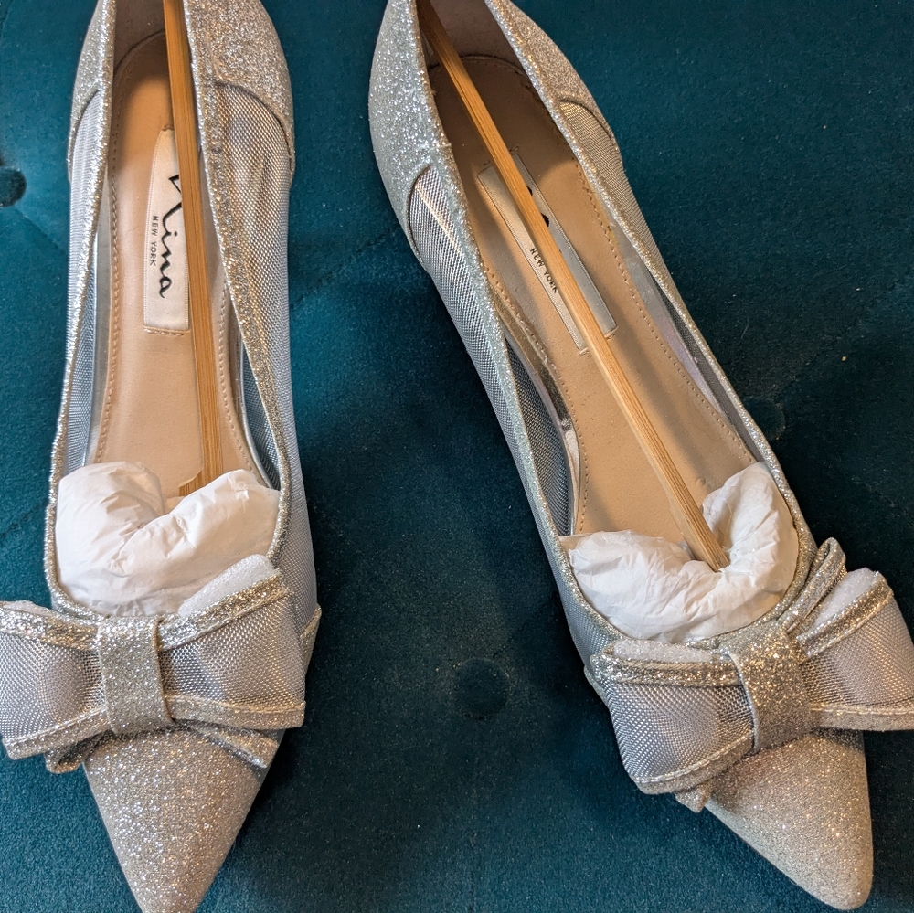 Nina Silver Stiletto Heels with Elegant Shimmer